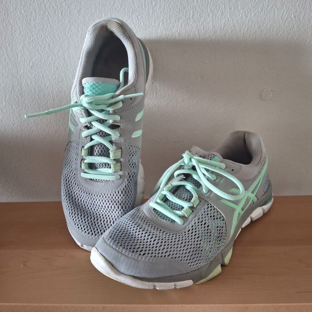 Asics Fluid Axis Gel Craze Running Shoes - Grey & Mint Green - Women's Size 8